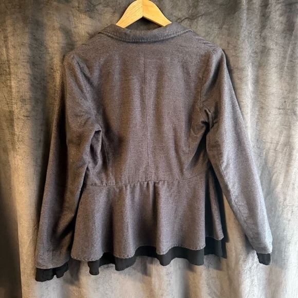 Hinge‎ Womens Blazer Size S Linen Cotton Blend Ruffles Artsy Office Career - Picture 2 of 11